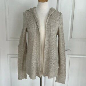 EILEEN FISHER Cotton Linen Hooded Cardigan Taupe Sweater